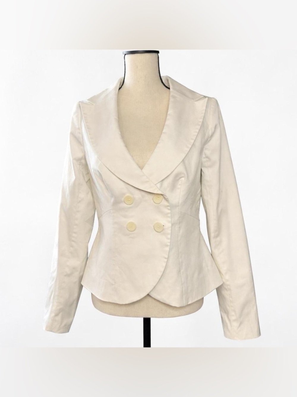 The Limited Ivory White Double-Breasted Fitted Blazer Jacket | Medium - Picture 2 of 8